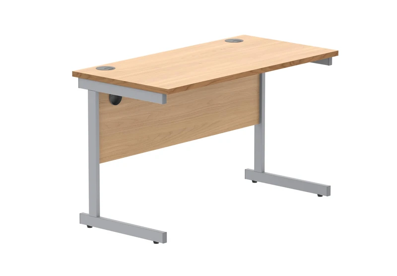 Office Hippo Essentials Rectangular Writing Computer Work Place, Home Office Desk with Cable Port Management, MFC, Norwegian Beech, 120x60cm