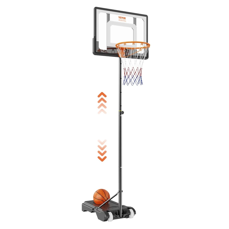 VEVOR Basketball Hoop, 5-7 ft Adjustable Height, 28 inch Black Rim, Kids & Adults Basketball Set, Wheels, Stand, Fillable Base, Indoor/Outdoor