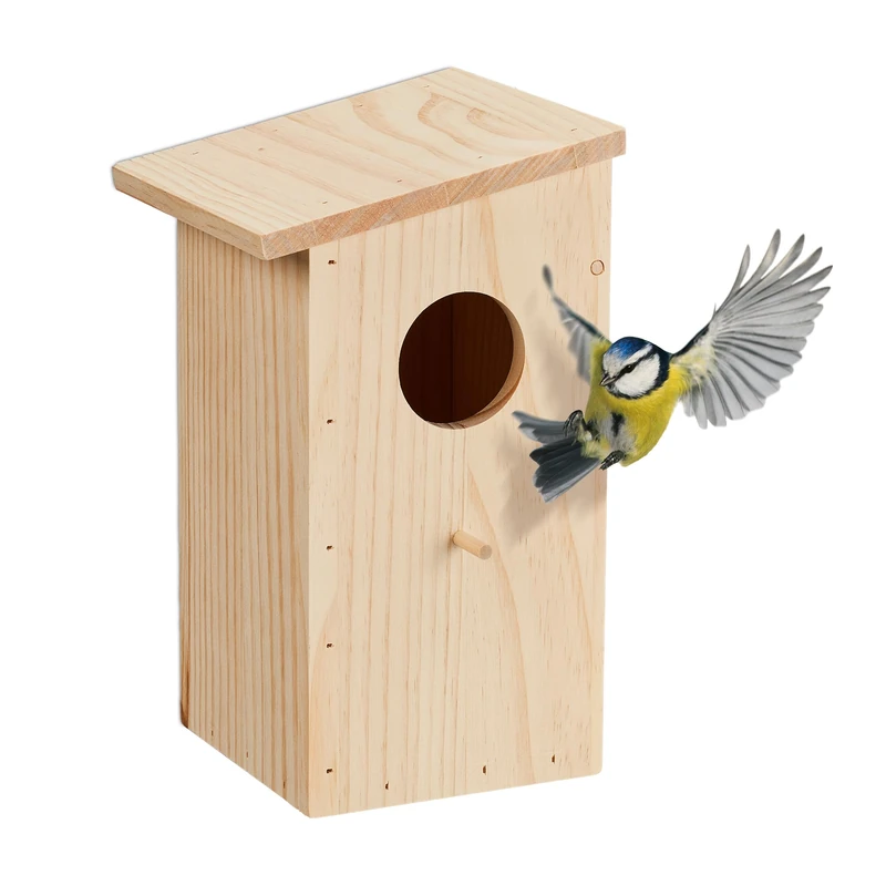 Relaxdays Wooden Birdhouse - Nesting Box for Tit and Redstart