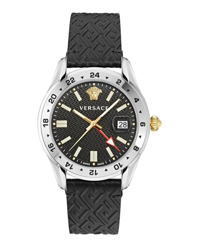 Versace Men Analogue Swiss Quartz Watch with Leather Strap VE7C00123