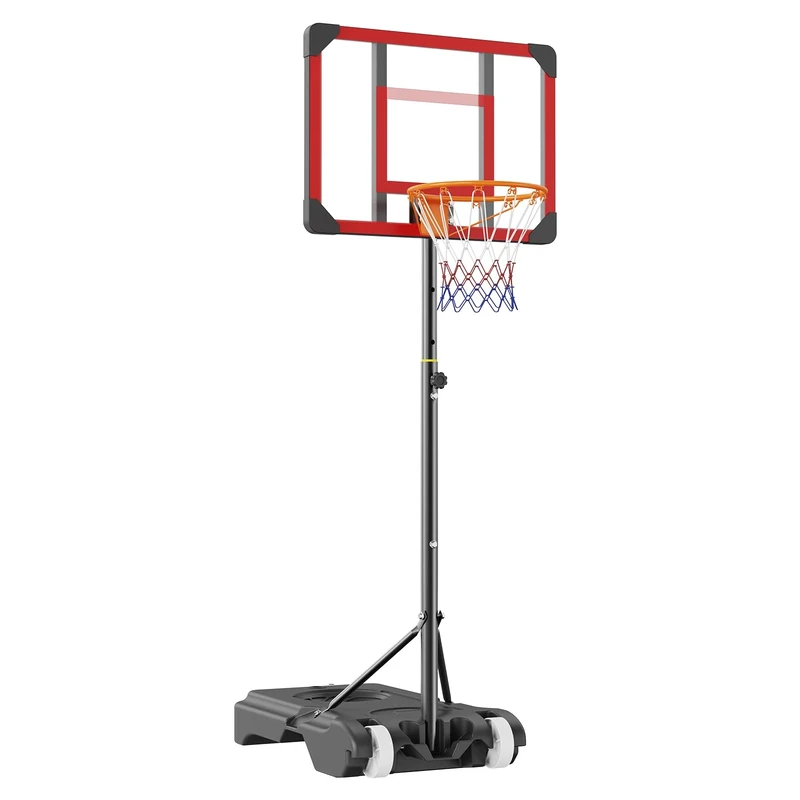VEVOR 5-7 ft Adjustable Height Portable Basketball Hoop, 28 inch Backboard, Black, 19.84 lbs