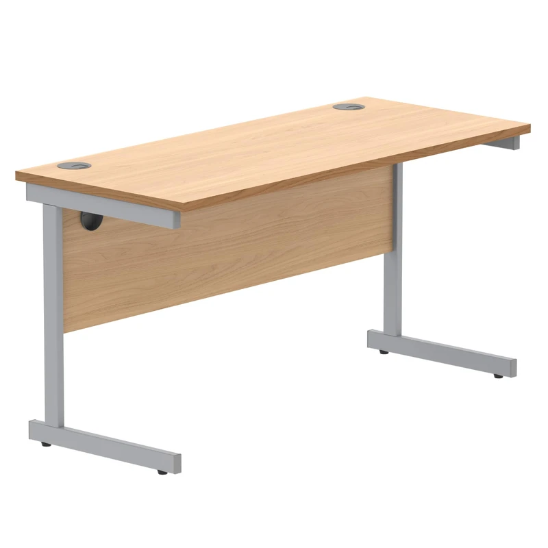 Office Hippo Essentials Rectangular Writing Computer Work Place, Home Office Desk with Cable Port Management, MFC, Norwegian Beech, 160x60cm - Image 1