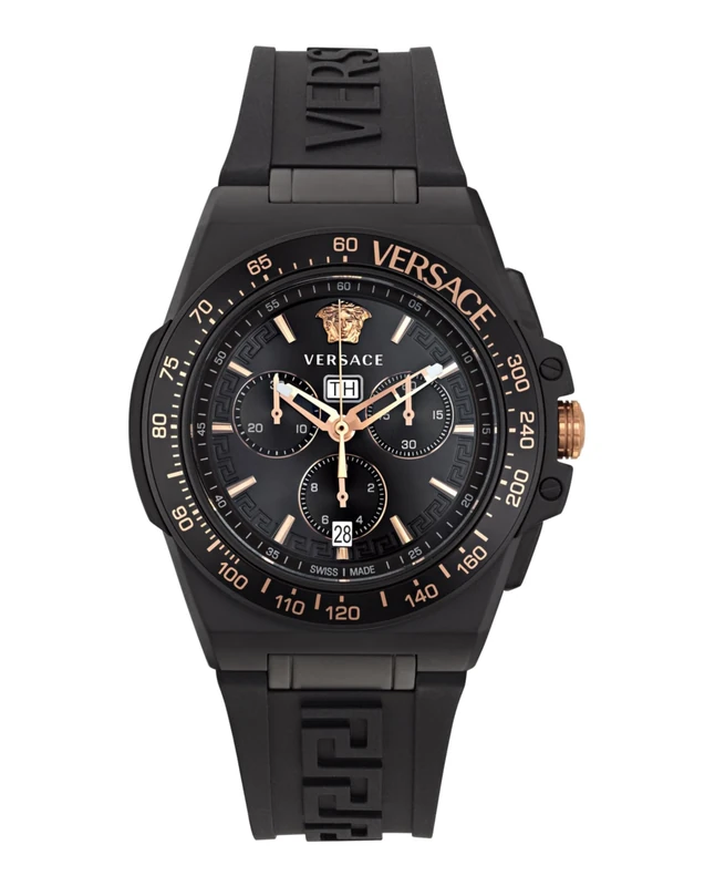 Versace Men Chronograph Swiss Quartz Watch with Silicone Strap VE7H00323
