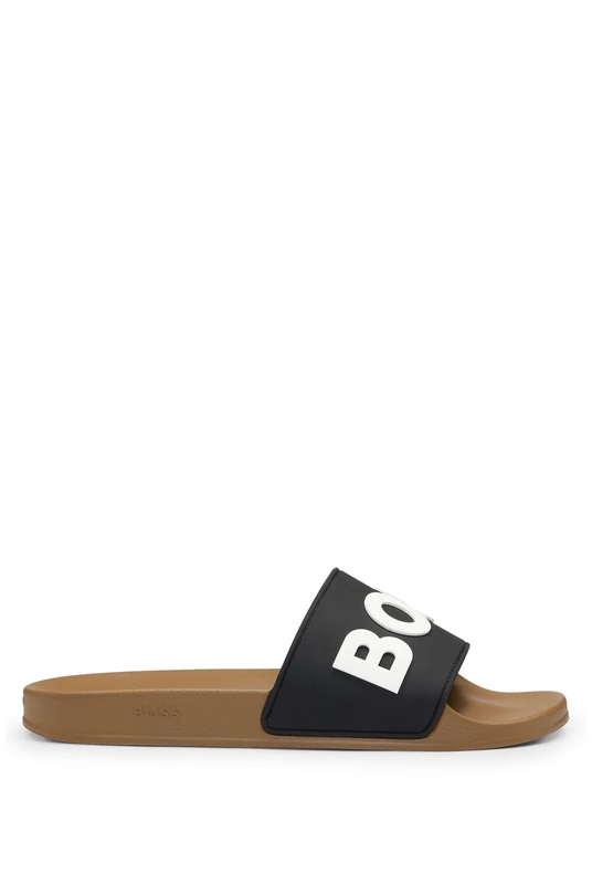 BOSS Mens Kirk Slid Rubber slides with raised logo detail Size 7