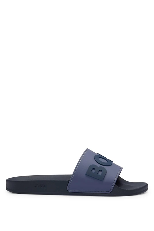 BOSS Mens Kirk Slid Rubber slides with raised logo detail Size 5
