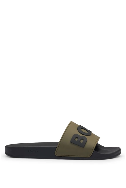 BOSS Mens Kirk Slid Rubber slides with raised logo detail Size 5
