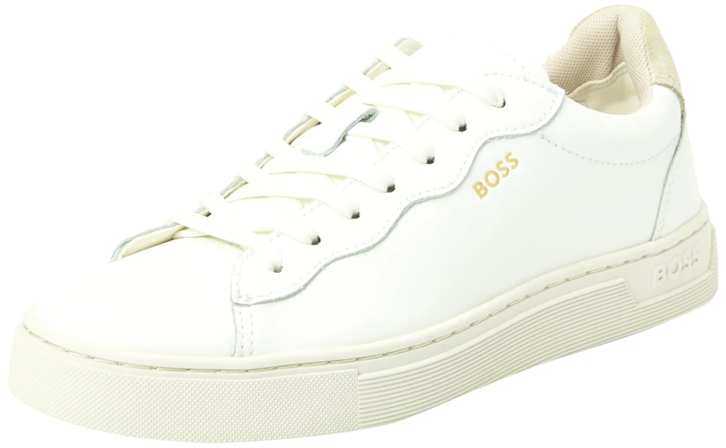 BOSS Women's Rhys_Tenn_fl Sneaker, White, 4 UK