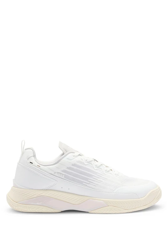 BOSS Mens Courtstride Tenn Mixed-Material Trainers with Anti-Slip Sole Size 7