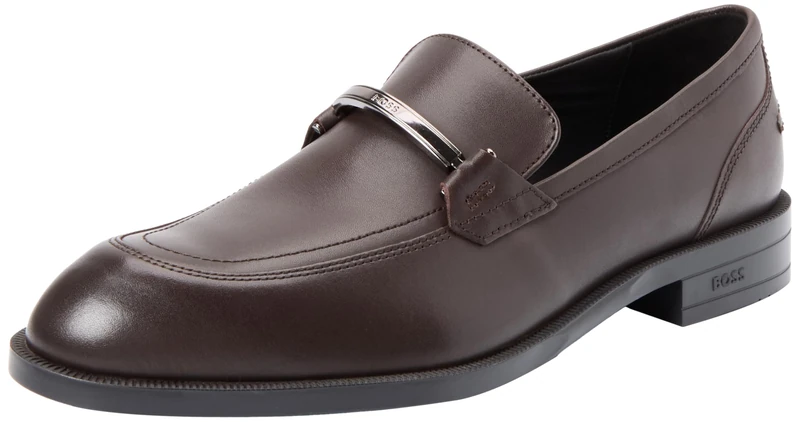BOSS Men's Tayil_Loaf_lthw Loafer, Dark Brown, 5.5 UK