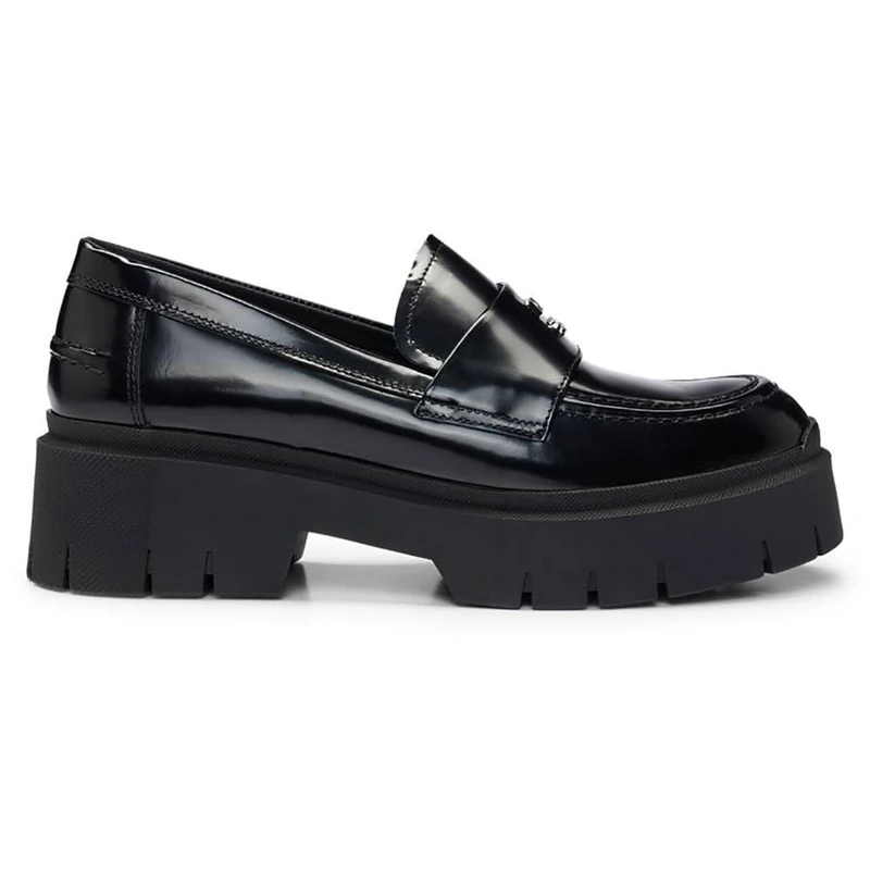 HUGO Women's Kris Loafer BROF Flats - Black, Size 10 UK