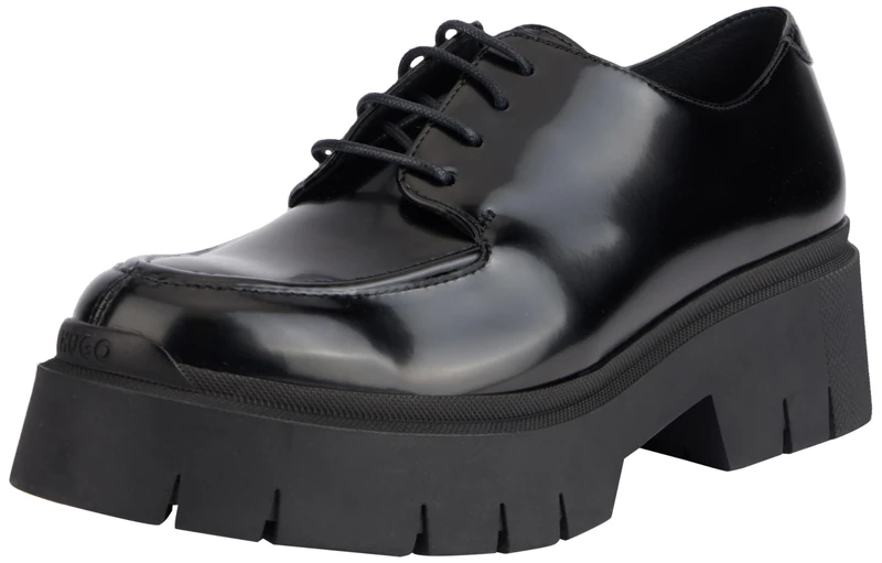 HUGO Women's Kris_Laceup_BROF Lace_Up, Black, 10 UK