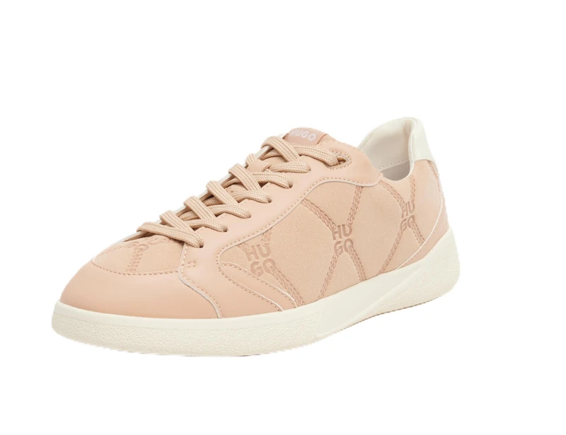 HUGO Women's Riven_Tenn_pupntsd Sneaker, Open Beige, 10 UK