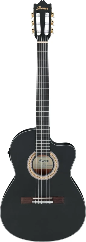 Ibanez GA5MHTCE-WK Weathered Black Open Pore Classical Acoustic-Electric Guitar – Thinline Cutaway Body, Laminated Sapele Top & Sides, Okoume Neck, Purpleheart Fretboard, AEQ-2T Preamp w/Tuner