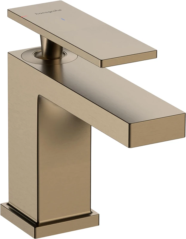 hansgrohe Tecturis E - bathroom tap without waste, energy-saving (CoolStart), bathroom sink tap with spout height 80 mm, basin mixer tap water-saving (EcoSmart+), brushed bronze, 73001140