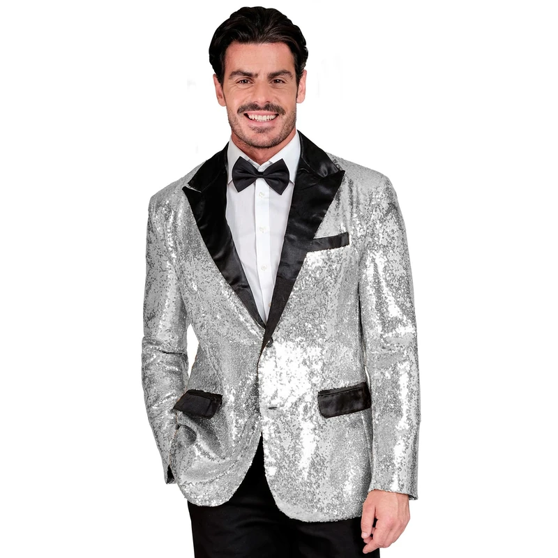 Widmann MILANO PARTY FASHION - Party Fashion Men's Satin Disco Fever Strike Move Sequin Jacket