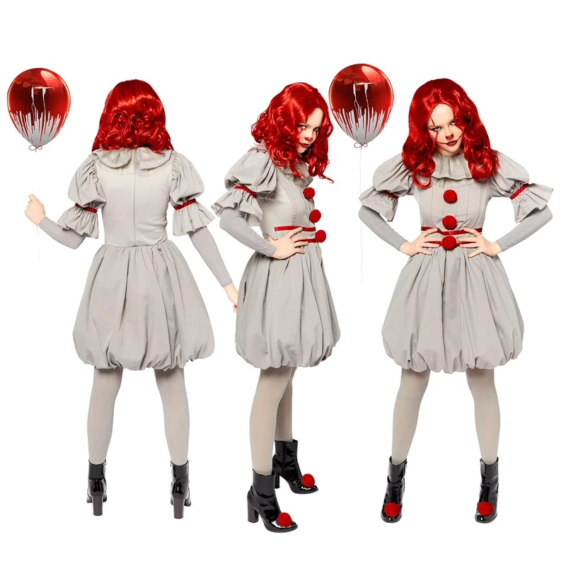 Amscan - Womens Official Warner Bros Pennywise IT Clown Fancy Dress Costume Size: 6-8