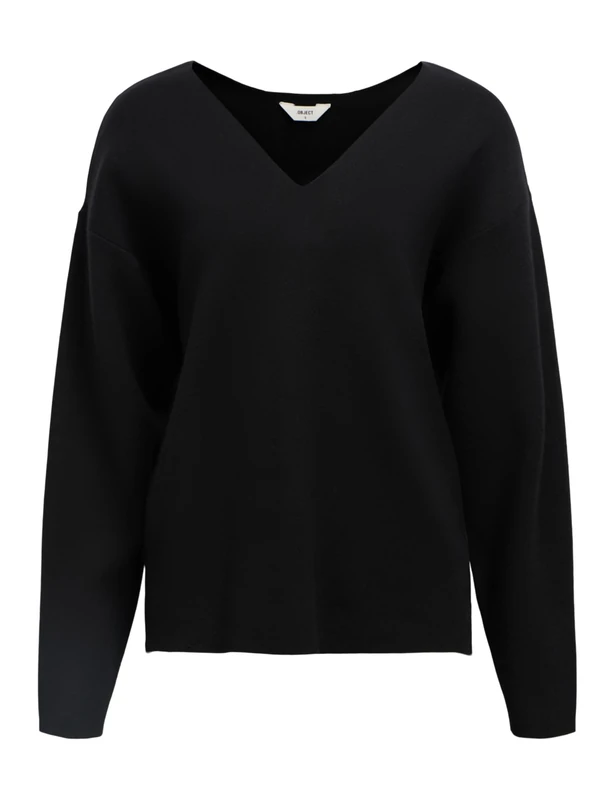 Object Female Knitted V-Neck Jumper, Black, XL