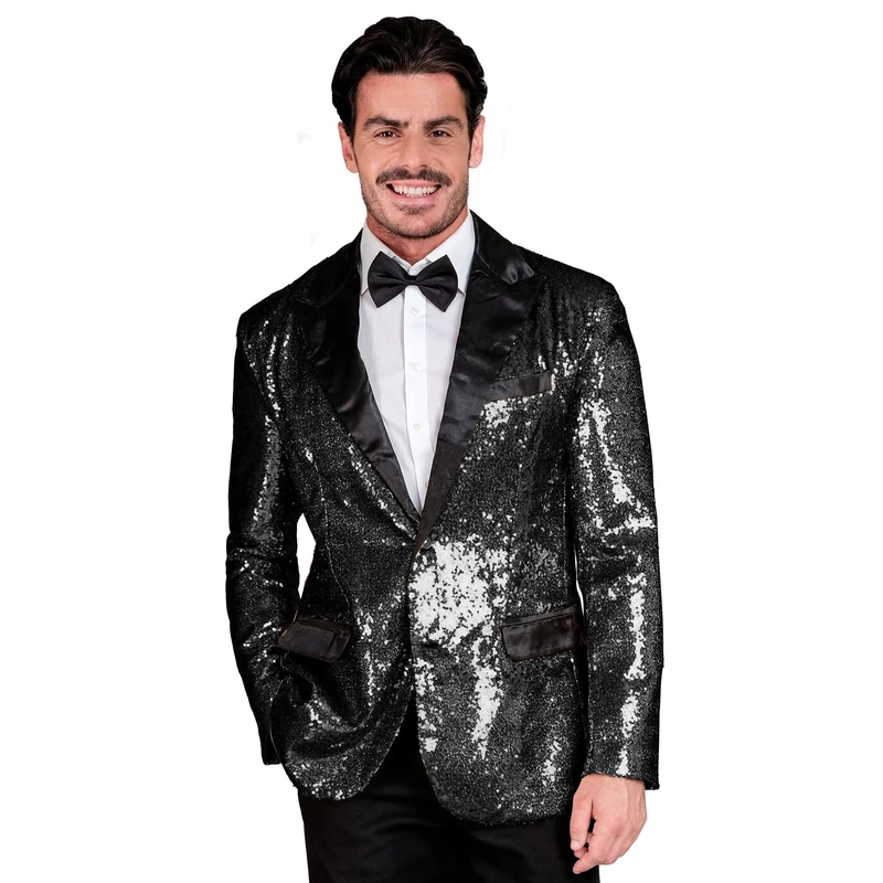 Widmann W MILANO Party Fashion - Party Fashion Men's Satin Disco Fever Strike Move Sequin Jacket