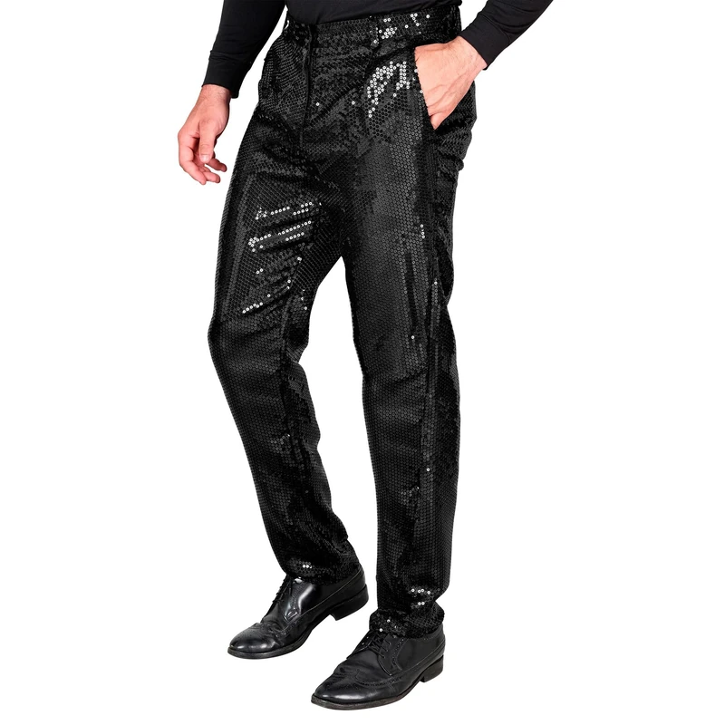 Widmann Men's Sequin Trousers - Black Disco Party Pants