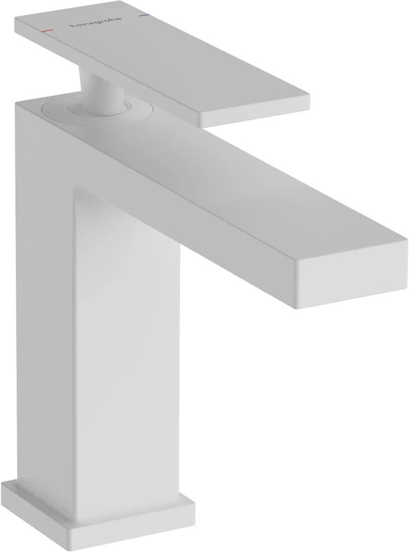 hansgrohe Tecturis E - bathroom tap without waste, bathroom sink tap with spout height 110 mm, basin mixer tap water-saving (EcoSmart+), matt white, 73011700