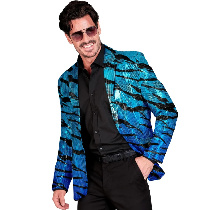 Widmann Milano Party Fashion Jacket with Sequins for Men, Animal Motif, Disco Fever, Animal Print