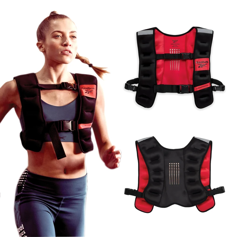 Reebok Weighted Vest 12lb – Premium Material, Adjustable Fit, Reflective Elements for Full-Body Workouts, Strength Training, and Rehabilitation - Image 1