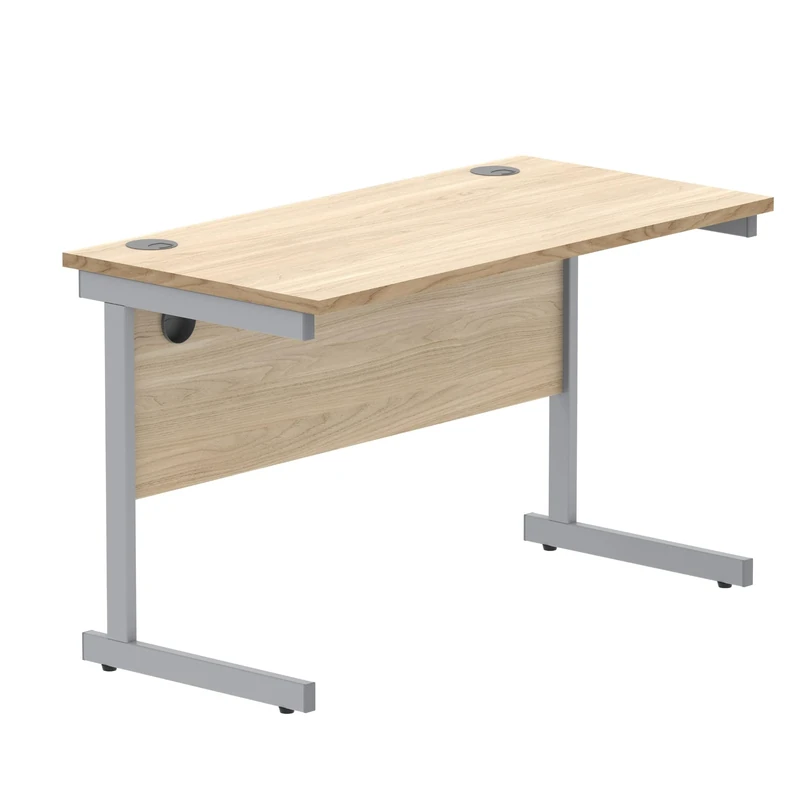 Office Hippo Essentials Rectangular Writing Computer Work Place, Home Office Desk with Cable Port Management, MFC, Canadian Oak, 120x80cm