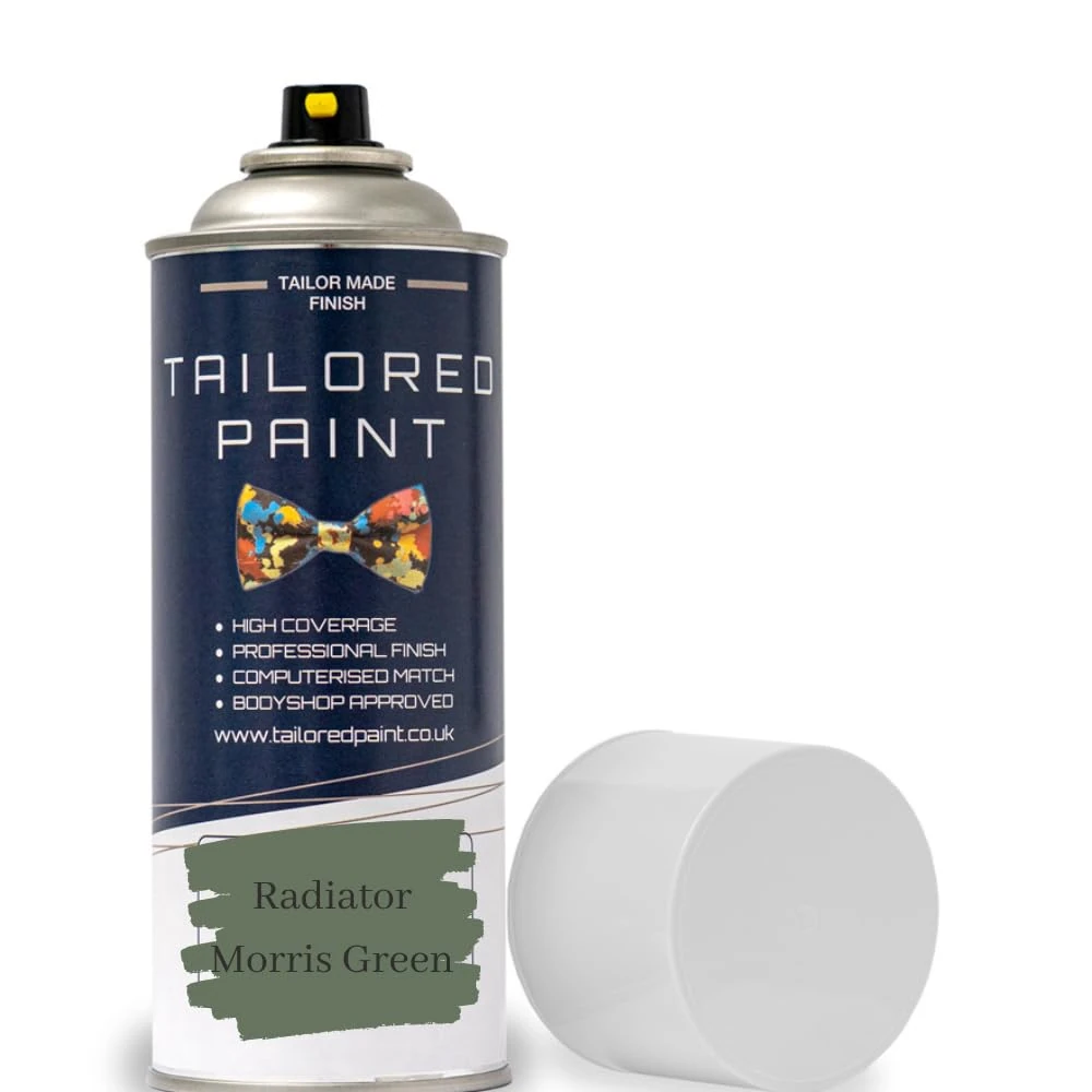 Tailored Paint Premium Radiator Aerosol Spray Paint Heat Resistant To 100ºC - Quick Air Dry No Primer Needed (Satin, Morris Green)