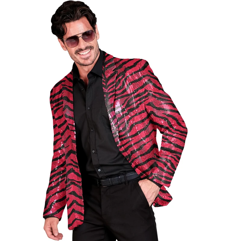 W WIDMANN MILANO Party Fashion Men's Sequin Party Jacket, Disco Fever, Suit Jacket, Schlagermove, Animal Print
