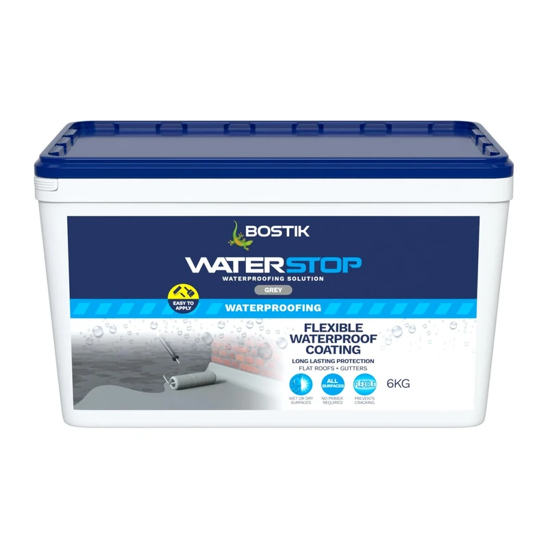 Bostik Waterstop Flexicoat Grey - 6kg - Long Lasting Protection For Flat Roofs And Gutters