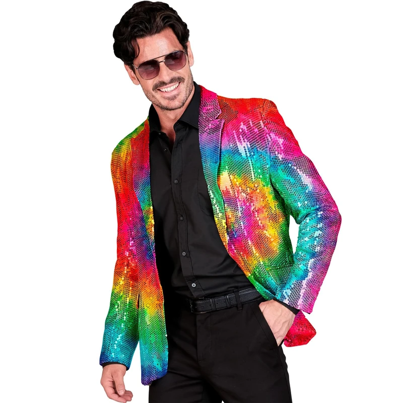 Widmann - Party Fashion Men's Psychedelic Disco Fever Strike Move Sequin Jacket