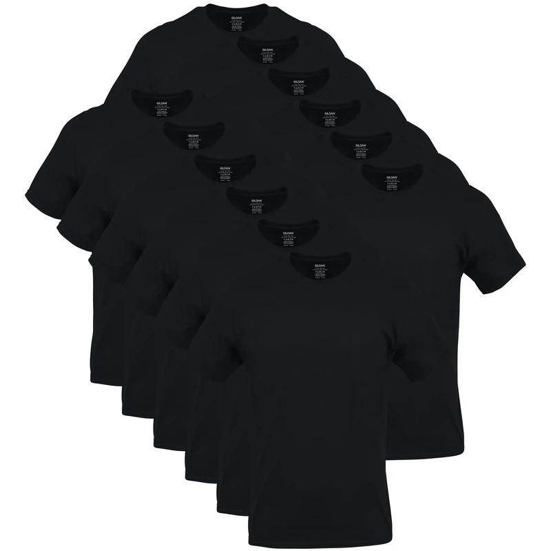 Gildan Men's Crew T-Shirts, Multipack, Style G1100, Black (12-Pack), XXL