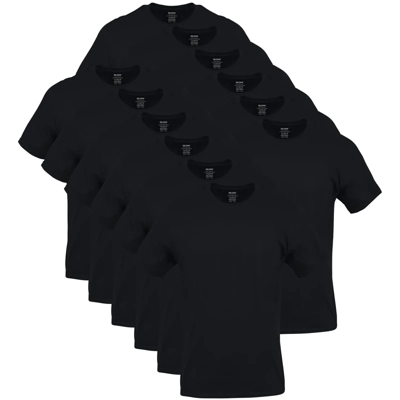 Gildan Men's Crew T-Shirts, Multipack, Style G1100, Black (12-Pack), Large