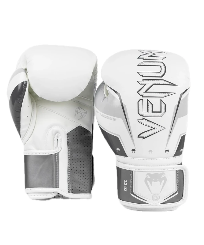 Venum, Elite Evo Boxing Gloves, Unisex Adult, 12 Oz, Grey/White