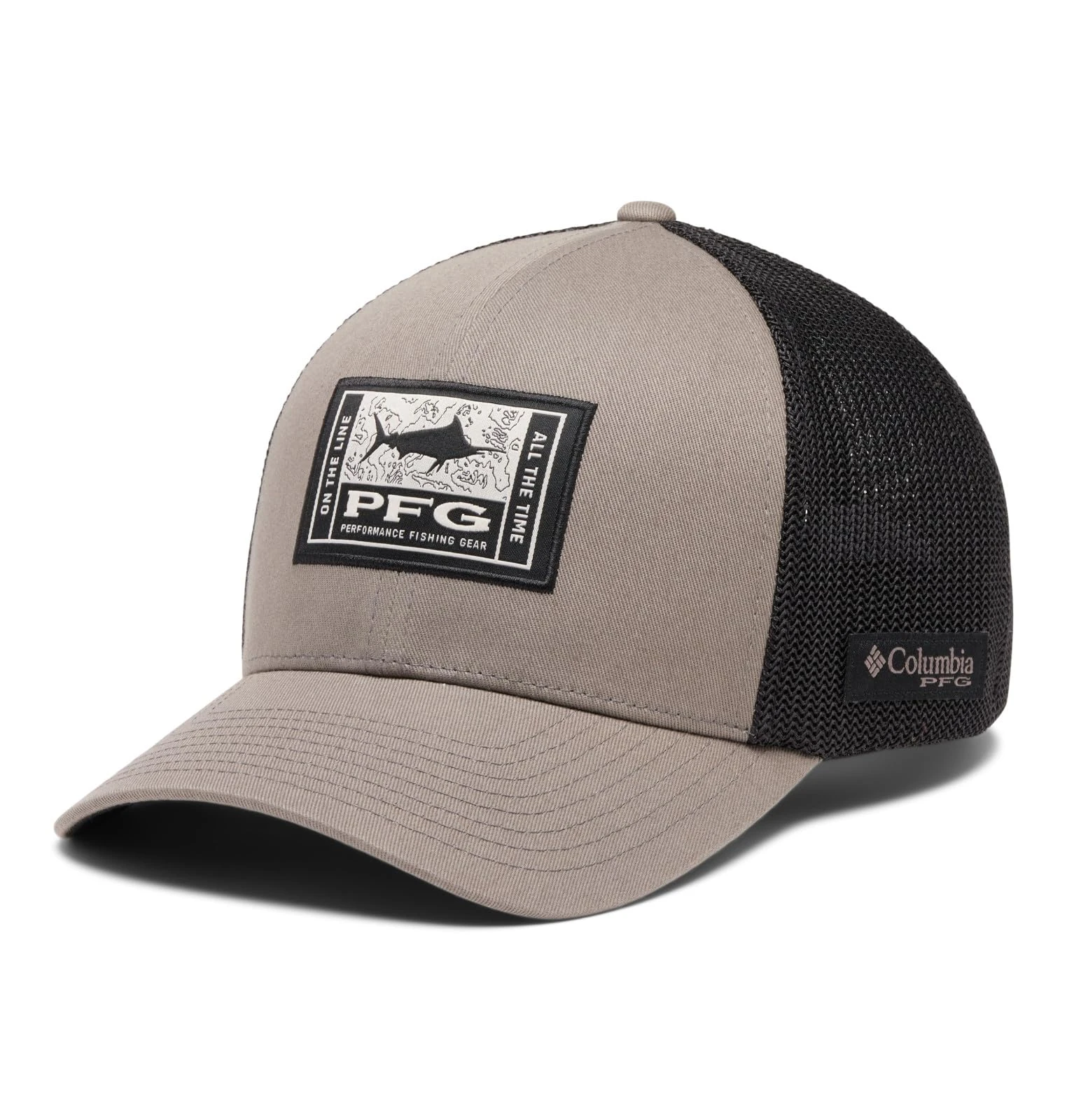Columbia Unisex's PFG Patch Mesh Ball Cap, Iron/Black/on The Line Marlin, S-M