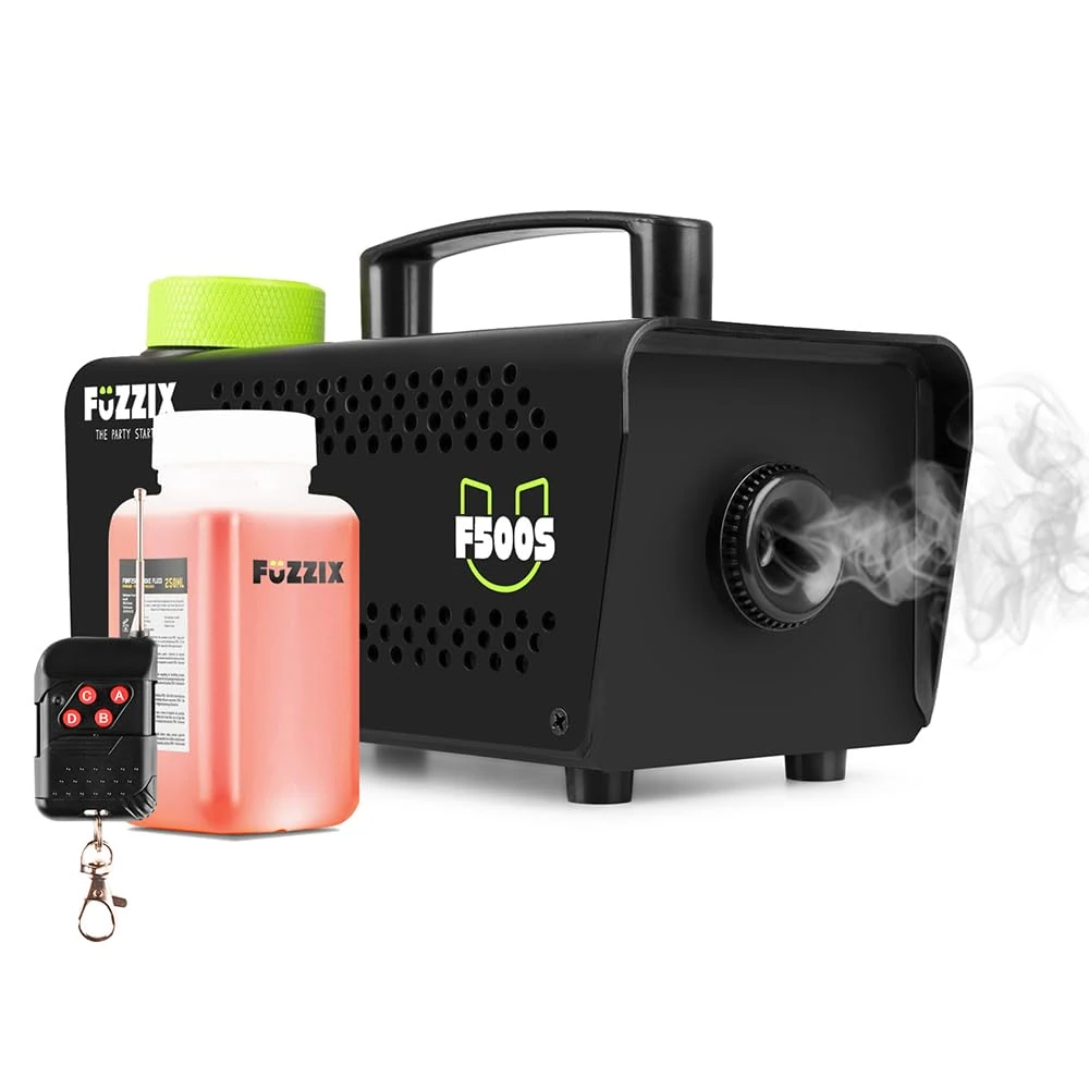 Fuzzix F500S Party Smoke Machine with Wireless Remote Control and 250ml Fluid for Fog Mist Effects - 500W