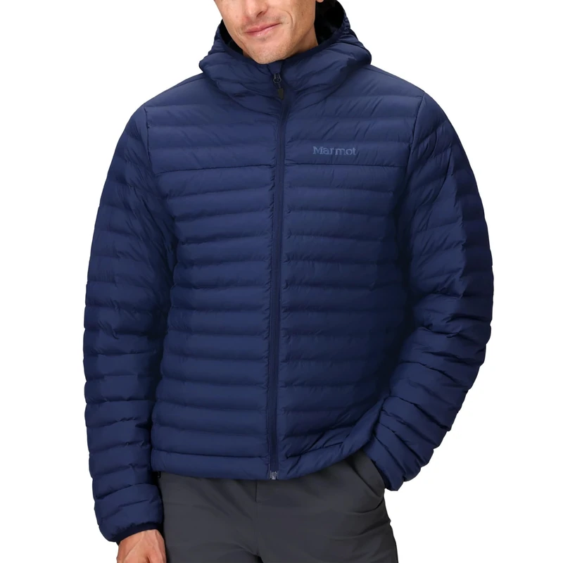 Marmot Men's Echo Featherless Hoody, Warm Puffy Jacket, Insulated Hooded Winter Coat, Water-resistant Quilted Parka, Lightweight Packable Outdoor Jacket, Windproof, Arctic Navy, XL