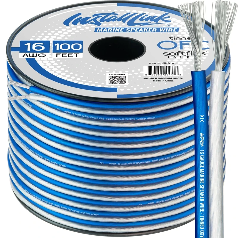 16 AWG Gauge Marine Speaker Wire Cable, Tinned OFC (100 Feet) by Install Link