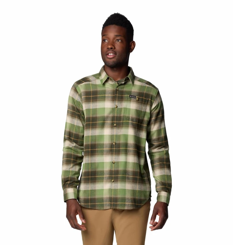 Columbia Men's Cornell Woods Flannel Long Sleeve Shirt, Stone Green Classic Multi Tartan, S