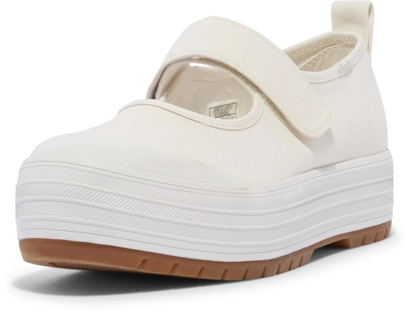 Keds Women's Mary Jane Flat, White Canvas, 9