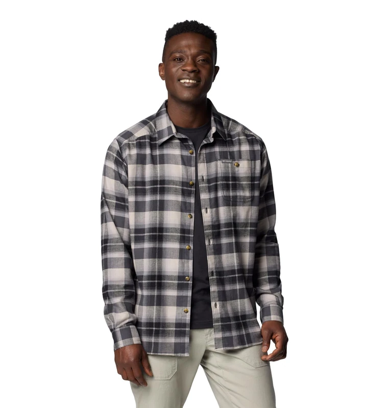 Columbia Men's Cornell Woods Flannel Long Sleeve Shirt, Black/Grey Classic Multi Tartan, L