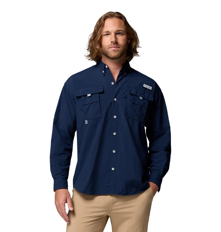 Columbia Men's Bahama 2 Long Sleeve Shirt, Long Sleeve Shirt, Collegiate Navy, Medium