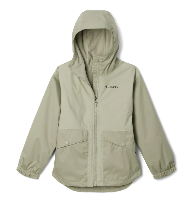 Columbia Youth Girls Rainy Trails 2 Fleece Lined Jacket, Safari, 140