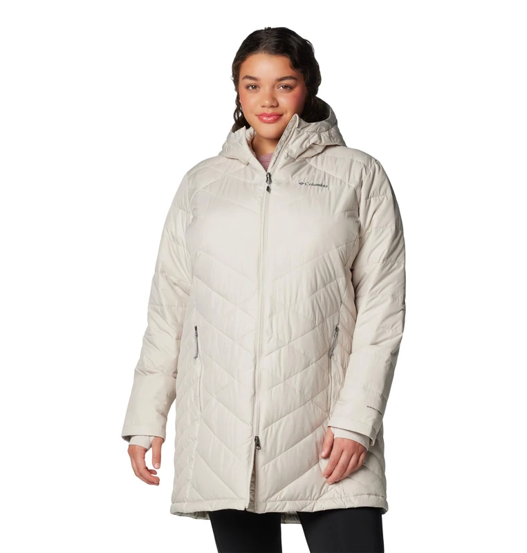 Columbia Women's Heavenly Long Hooded Jacket, Hooded Puffer Jacket, Dark Stone, S