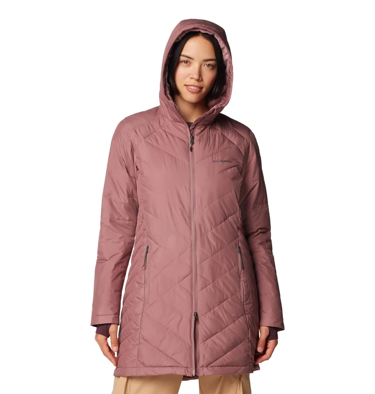 Columbia Women's Heavenly Long Hooded Jacket, Fig, M - Image 1