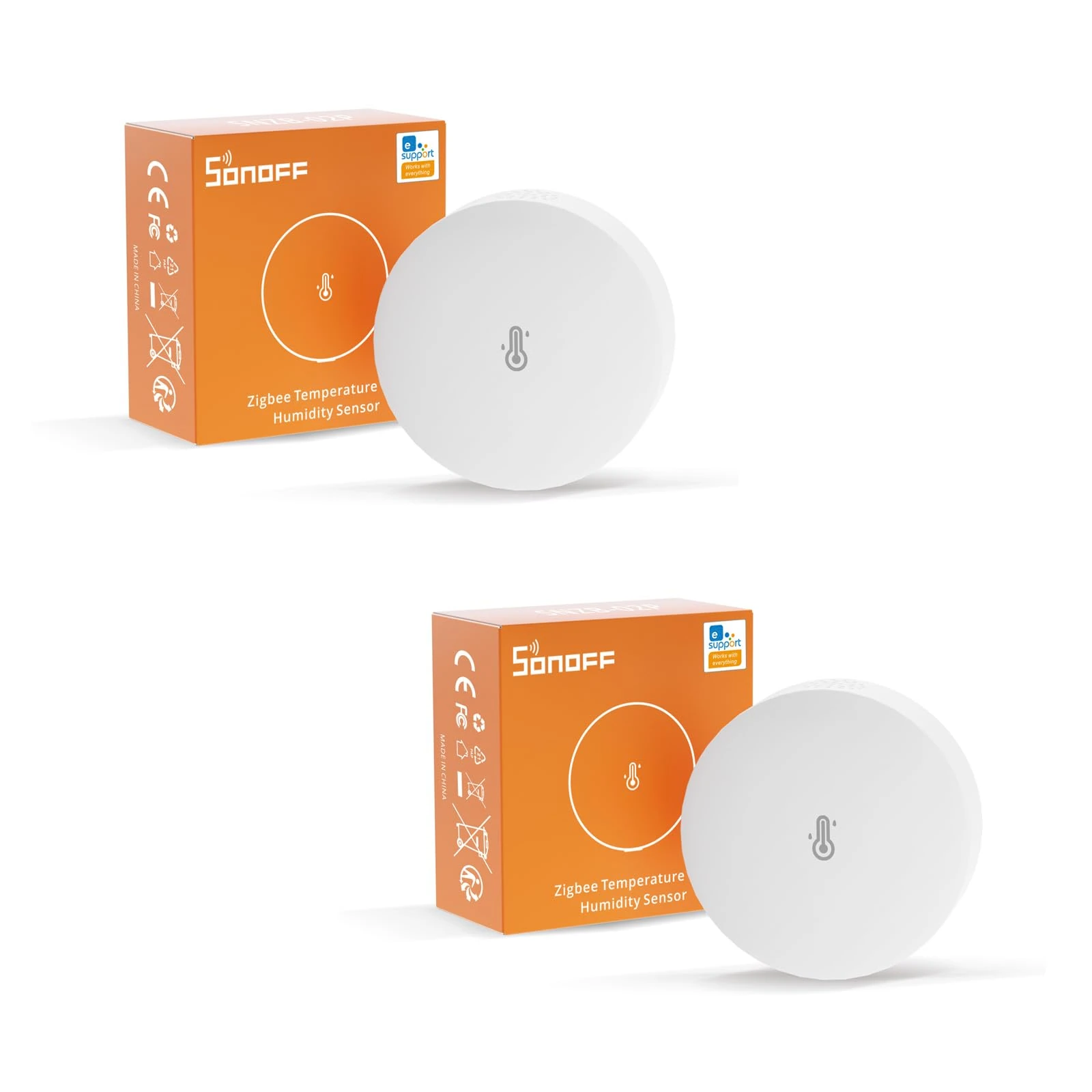 SONOFF 2 Pack SNZB-02P Zigbee Temperature and Humidity Sensor, Smart Temperature Sensor with Comfort Alarm, Zigbee Hygrometer Compatible with Alexa/Google Home/HA/IFTTT, Zigbee Hub Required.