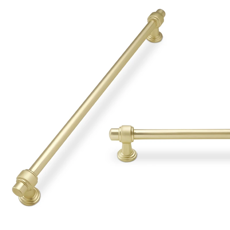 POVEFONK 10 Pack 10 inch(254mm) Brushed Brass Kitchen Cabinet Handles Cabinet Pulls Gold Drawer Pulls Kitchen Cabinet Hardware Handles Dresser Handles