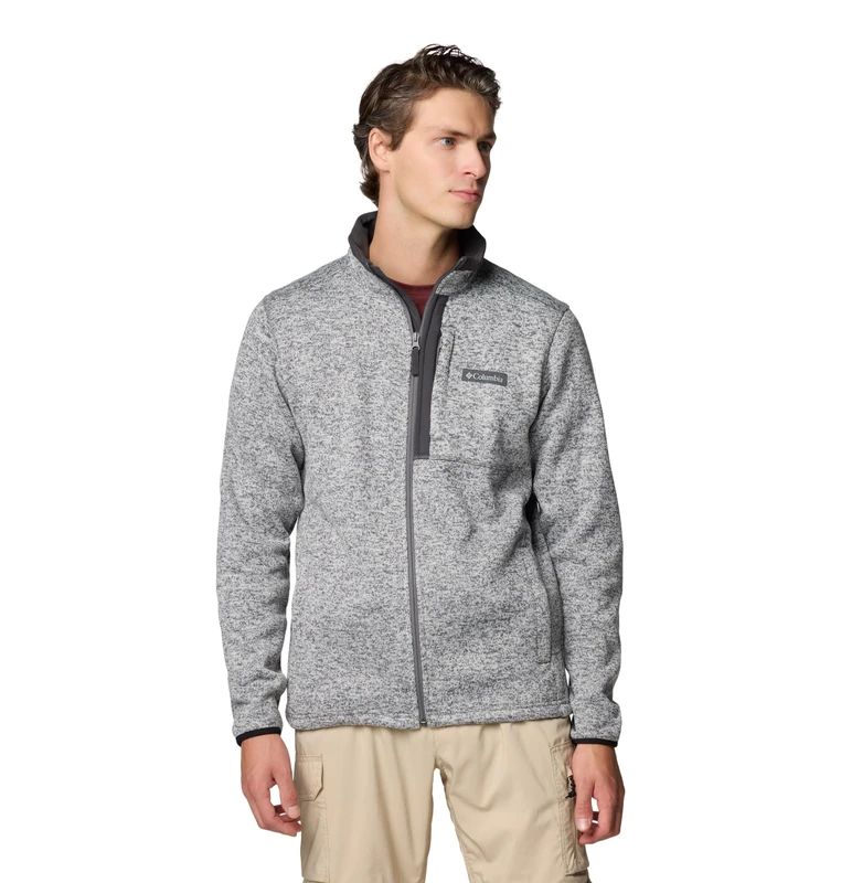 Columbia Men's Sweater Weather Full Zip, Full Zip Fleece Jacket, City Grey Heather, X-Large