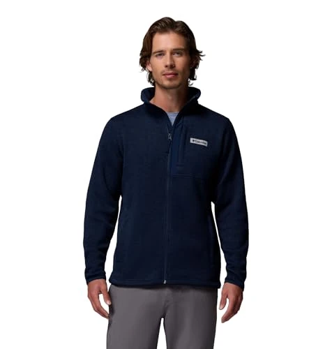 Columbia Men's Sweater Weather Full Zip, Full Zip Fleece Jacket, Collegiate Navy Heather, Large