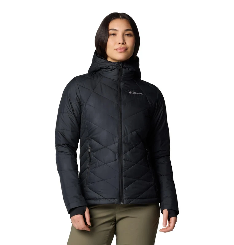 Columbia Women's Heavenly Hooded Jacket, Hooded Puffer Jacket, Black, XL